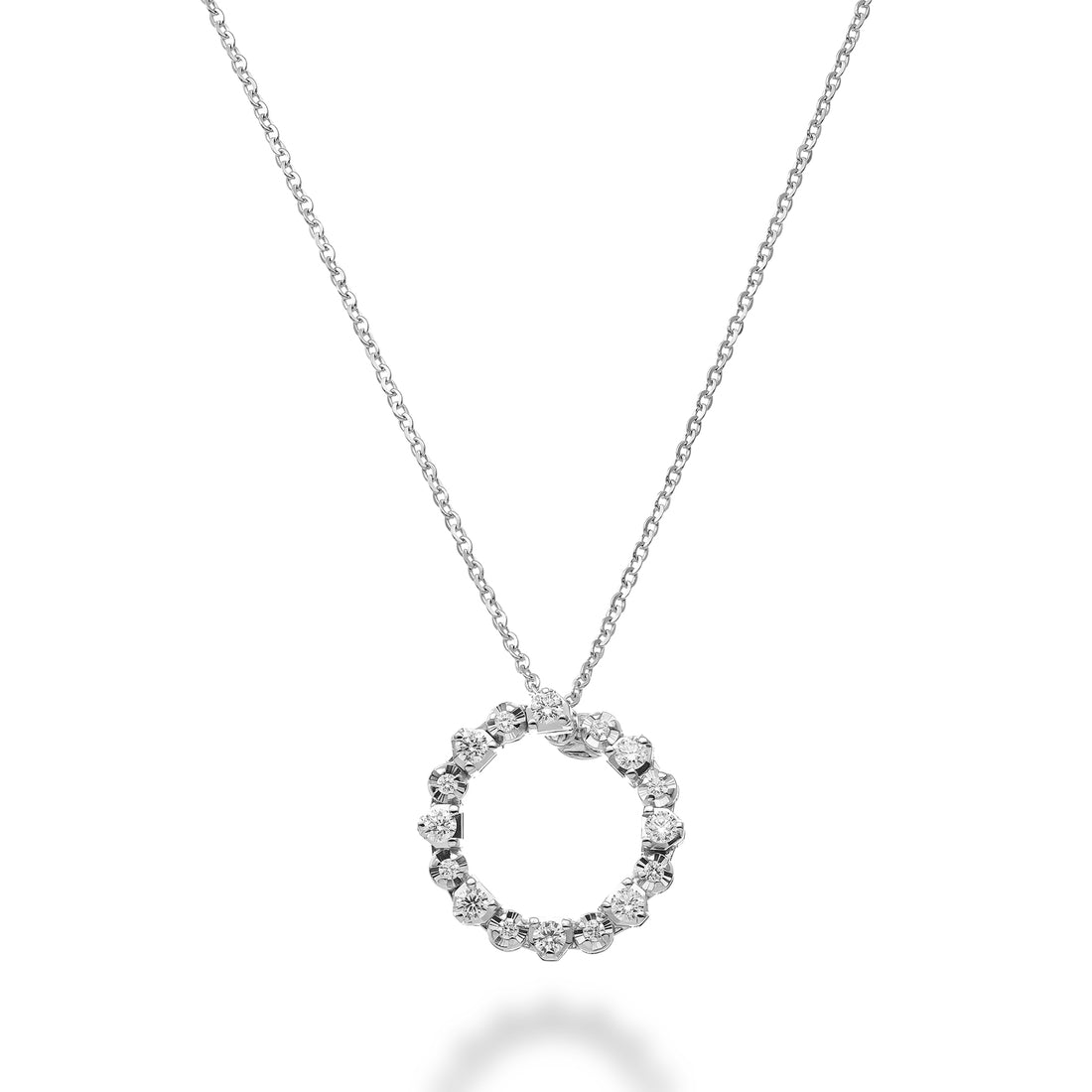 Collana Mikiko con pendente tondo in brillanti di ct 0,35