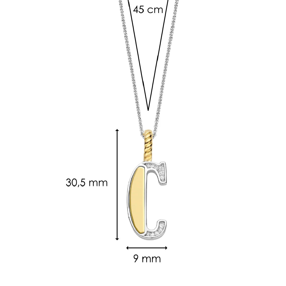 PDPAOLA Collana Lettera C In Argento Sterling 925 Placcato Oro 18k, Con Pietre Naturali Come Occhio Di Tigre E Labradorite, Gioiello Donna Eleganza