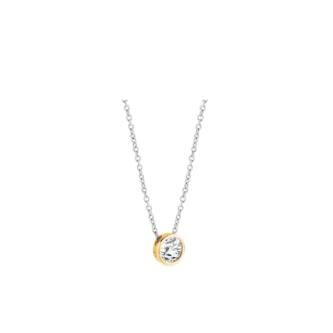 Collana Ti Sento Milano placcato platino con punto luce tondo montatura dorata 3845ZY