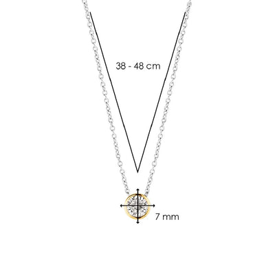 Collana Ti Sento Milano placcato platino con punto luce tondo montatura dorata 3845ZY