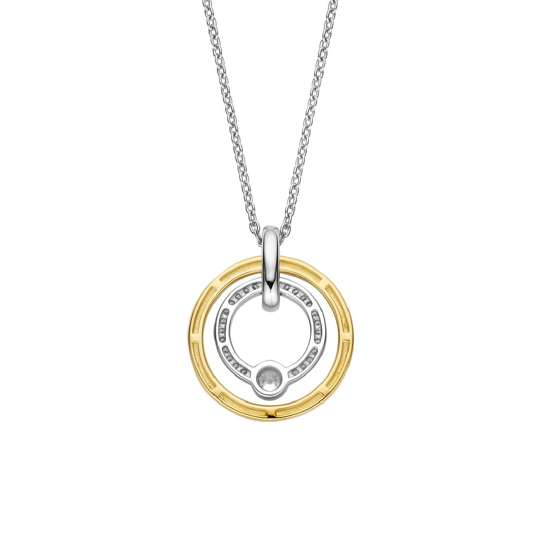 Collana Ti Sento Milano con ciondolo a cerchi in argento bicolore con zirconi 34056ZY