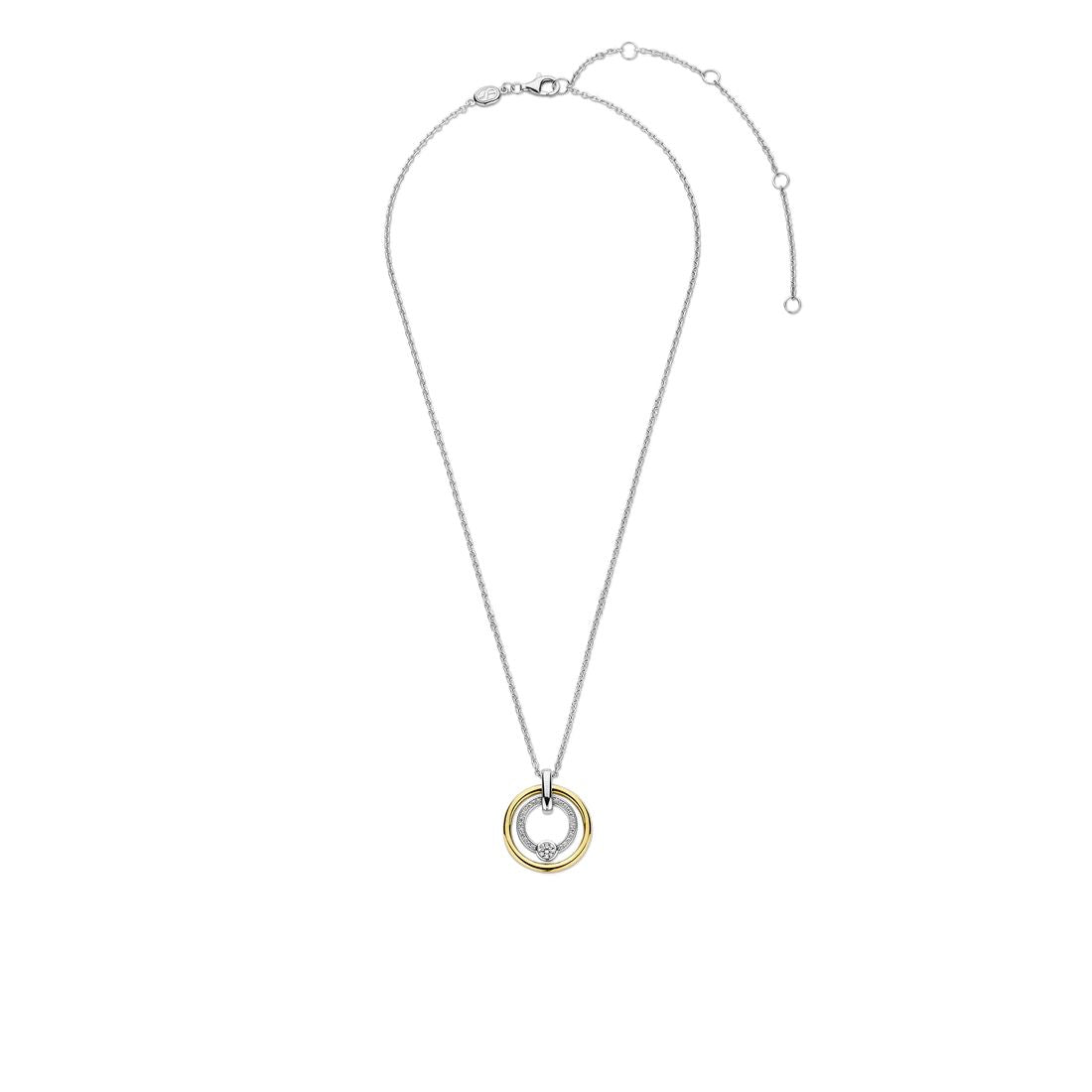 Collana Ti Sento Milano con ciondolo a cerchi in argento bicolore con zirconi 34056ZY