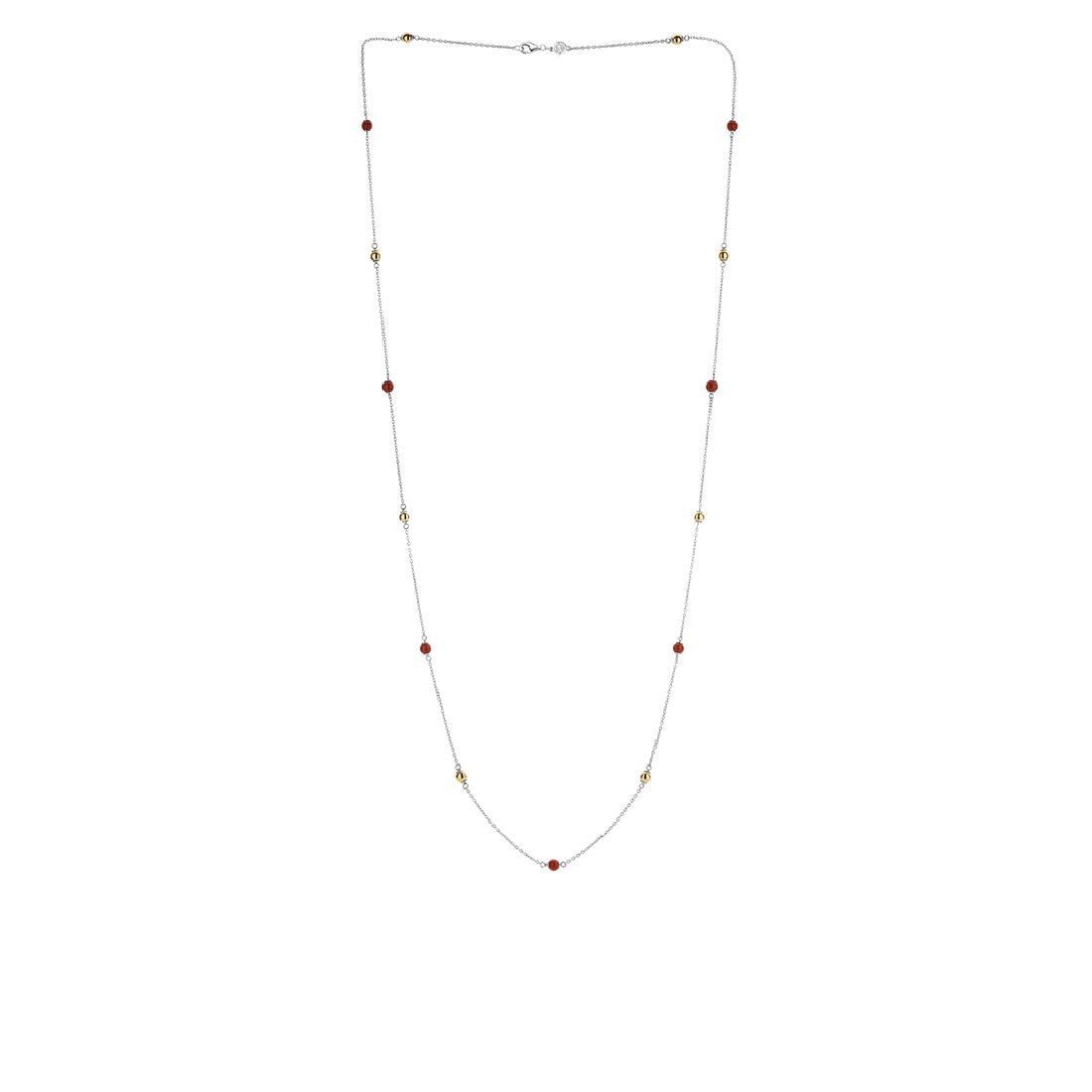 Collana Ti Sento Milano lunga con pietre rosse e placcate oro 3945CR