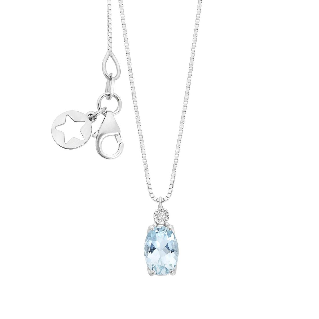 Collana Gioielli Comete con diamante e acquamarina ovale KGLQ 001