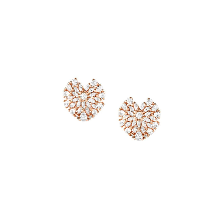 Orecchini A Perno Donna Ipoallergenici – Placcato Oro Rosa E Argento Con Zirconi, Colore Nero Canna Di Fucile