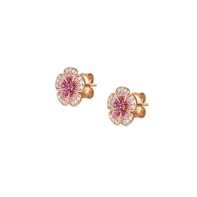 Orecchini Nomination Crysalis a fiore in argento con pavè di zirconi rosa