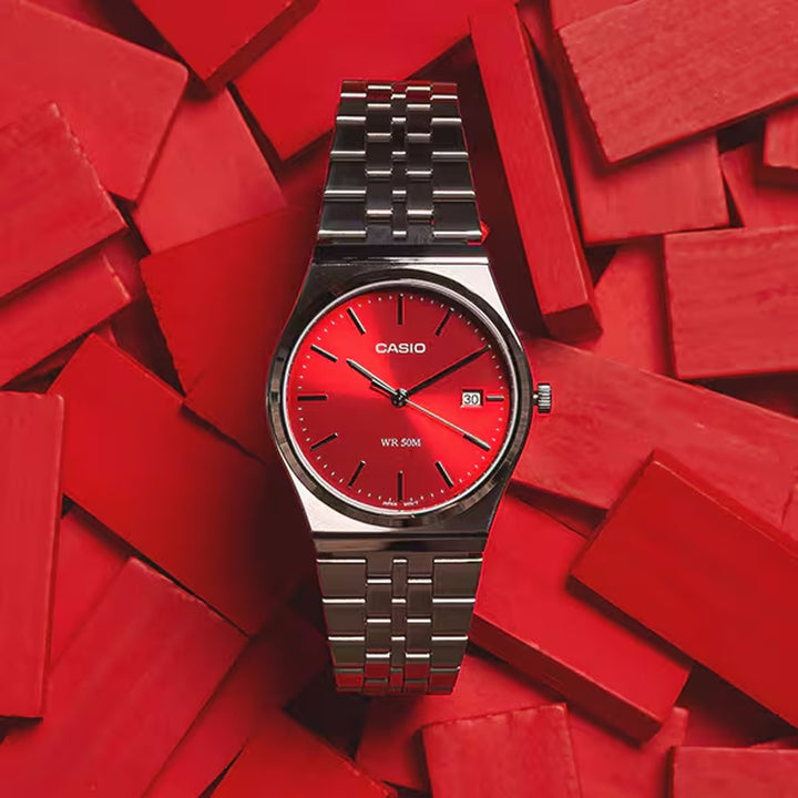 Casio Ws-1400H-4Avdf Orologio Unisex Digitale - Quadrante Grigio E Cinturino Rosso, Resistente 100m - 4
