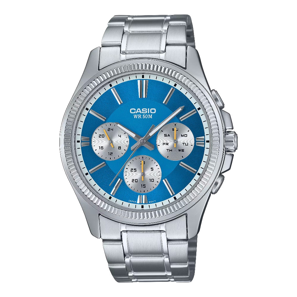 Orologio Casio MTP-1375PD-2A2VEF cronografo quadrante azzurro