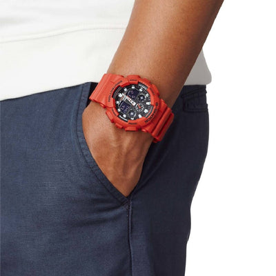 Orologio Casio G-Shock GA-100B-4AER rosso opaco