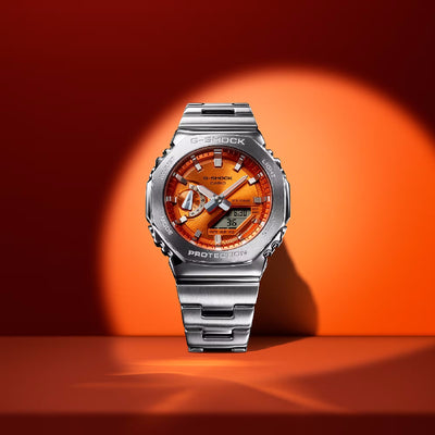 Orologio G-Shock acciaio GM-2110D-4AER quadrante arancione