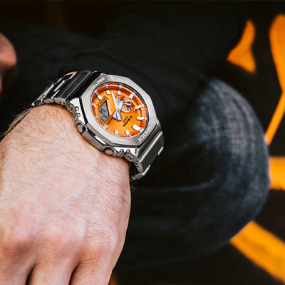 Orologio G-Shock acciaio GM-2110D-4AER quadrante arancione