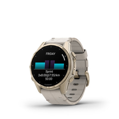 Orologio Garmin Fenix8 Amoled 43mm pelle Limestone 010-02903-40