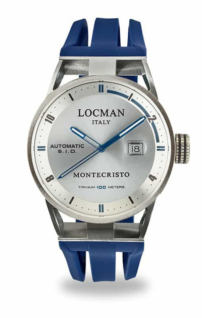 Locman Montecristo automatico silver silicone blu 051100AGFBL0SIB