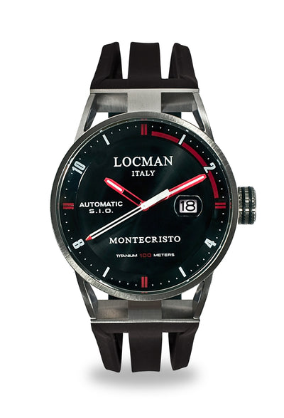 Locman Montecristo automatico nero e rosso silicone nero 051100BKFRD0GOK