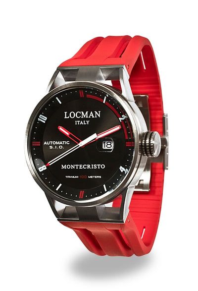 Locman Montecristo automatico nero e rosso silicone 051100BKFRD0GOR