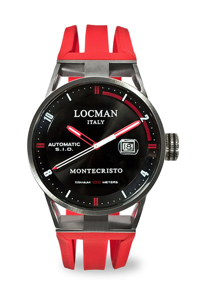 Locman Montecristo automatico nero e rosso silicone 051100BKFRD0GOR