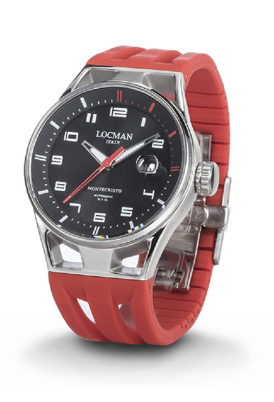 Locman Montecristo automatico 41mm nero e rosso silicone 0541A01S-00BKRDSR