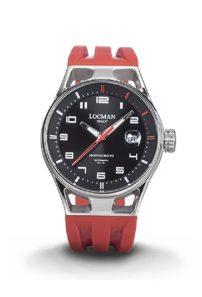 Locman Montecristo automatico 41mm nero e rosso silicone 0541A01S-00BKRDSR