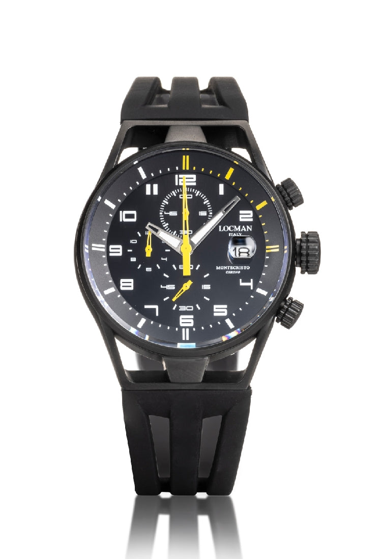 Locman Montecristo Chrono 41mm PVD nero e giallo 0542K01S-KMBKYLSK