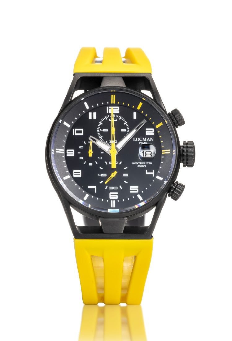 Locman Montecristo Chrono 41mm nero e silicone giallo 0542K01S-KMBKYLSY