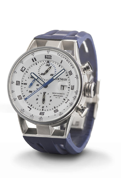 Locman Montecristo Chrono automatico bianco silicone blu 0516A08S-00WHBLSB