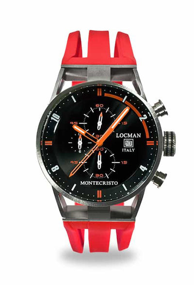 Locman Montecristo Chrono nero e arancio silicone rosso 051000BKFOR0GOR