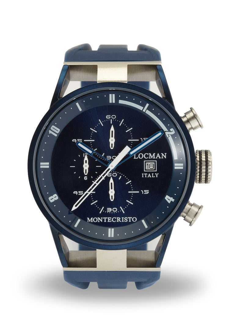 Locman Montecristo Chrono Blu PVD blu silicone 0510BLBLFWH0SIB