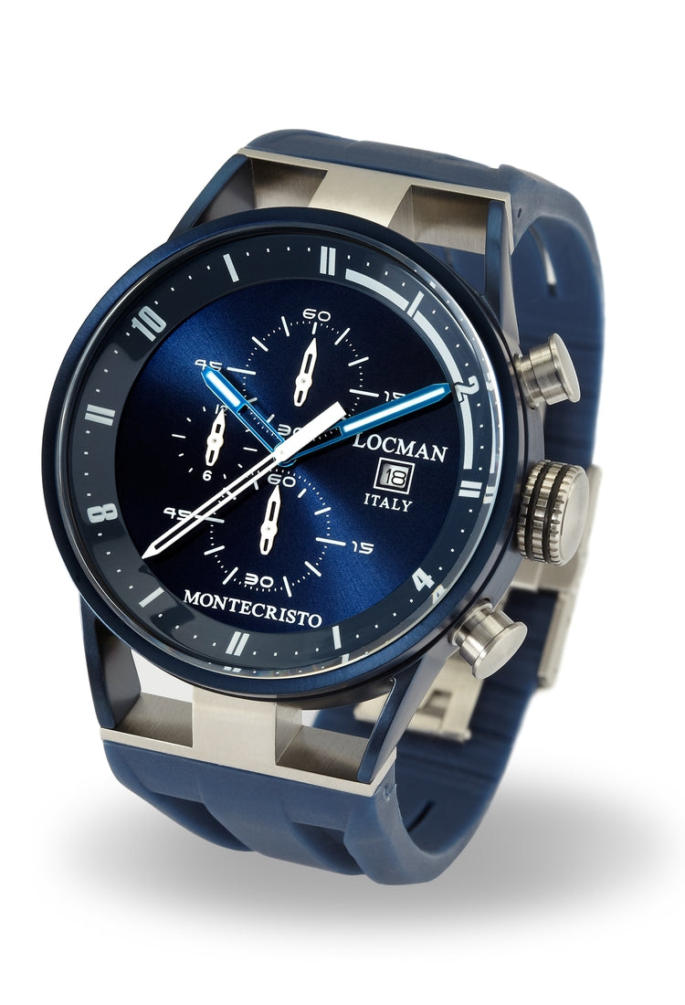 Locman Montecristo Chrono Blu PVD blu silicone 0510BLBLFWH0SIB