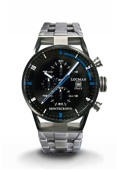 Locman Montecristo Chrono nero e blu acciaio PVD 0510KNBKFBL0BR0