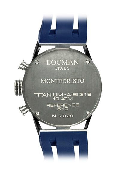 Locman Montecristo Chrono PVD nero silicone blu 0510KNBKFBL0GOB