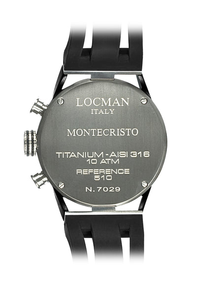 Locman Montecristo Chrono acciaio PVD nero silicone 0510KNBKFBL0GOK