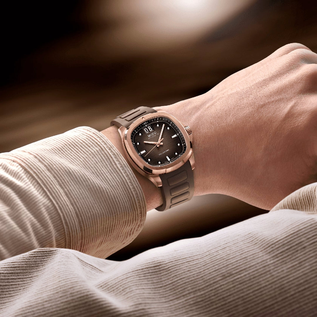 Mido Multifort Tv Big Date dorato quadrante marrone Paladini