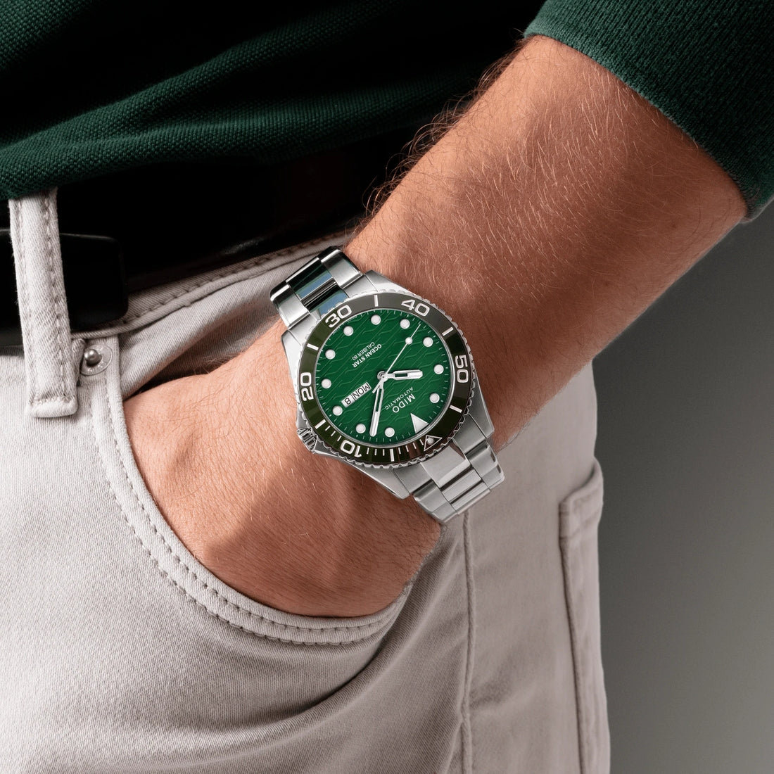 Orologio Mido Ocean Star 200C quadrante e ghiera ceramica verde