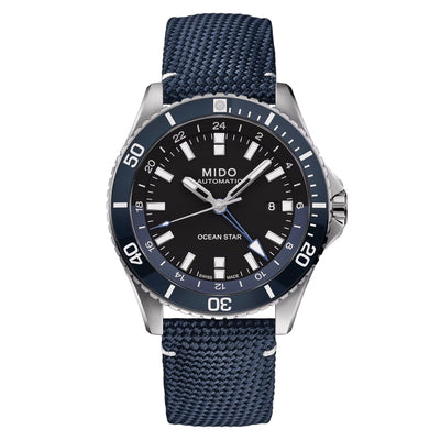 Orologio Mido Ocean Star GMT blu cinturino canvas