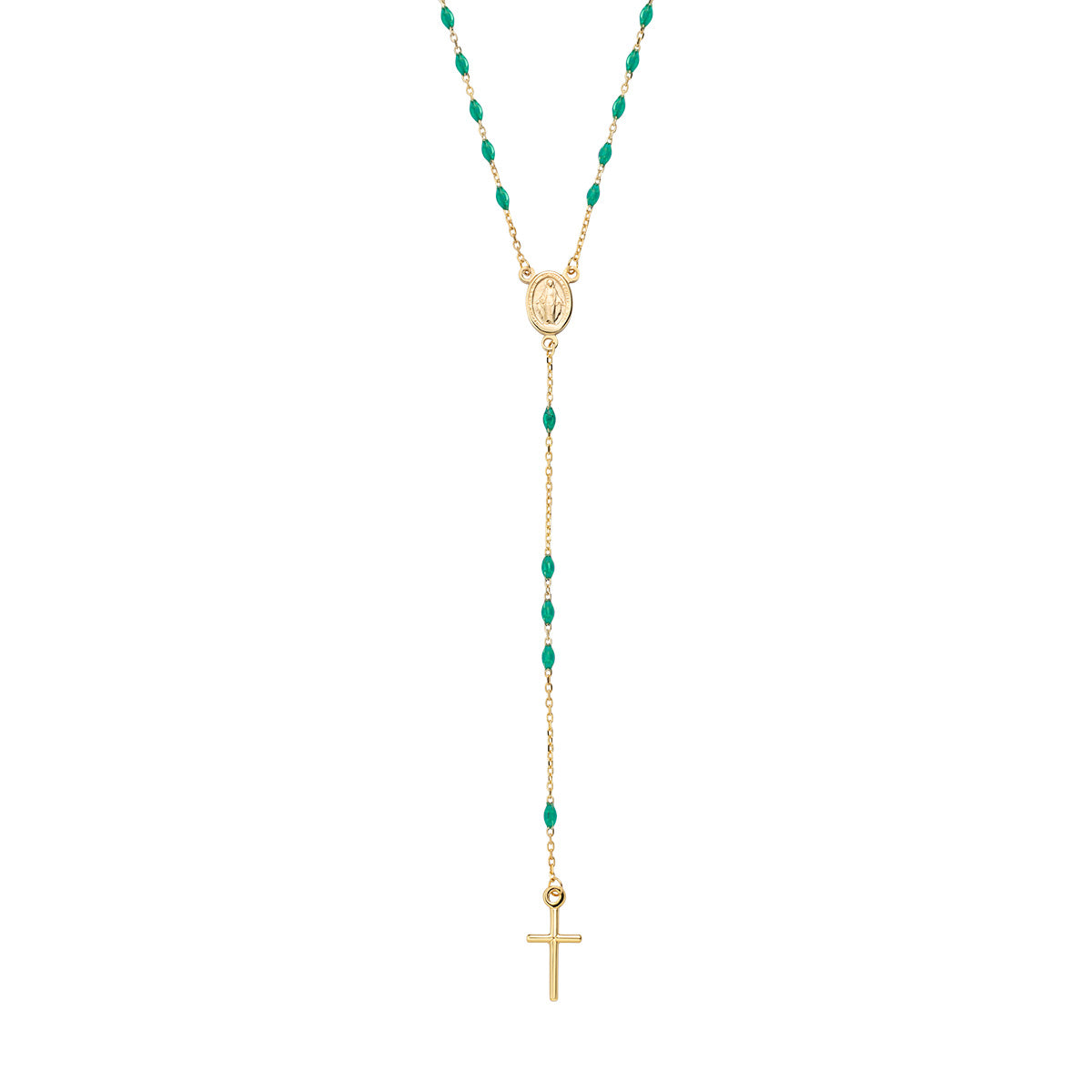 Collana rosario Amen Collezione Oro con smalti verdi