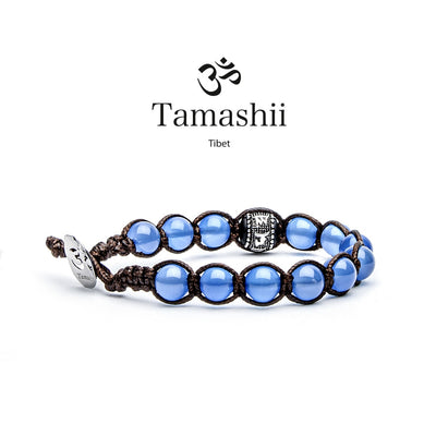 Bracciale Tamashii ruota della preghiera in agata blu