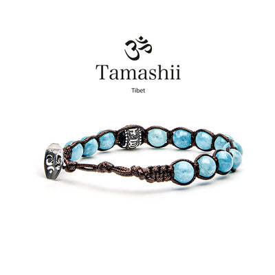 Bracciale Tamashii ruota della preghiera in giada blu cielo