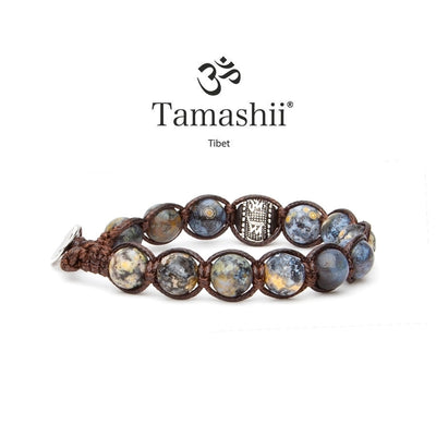 Bracciale Tamashii BHS1100-269 ruota della preghiera in pietra blu oceano