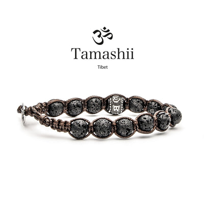 Bracciale Tamashii ruota della preghiera in lava nera