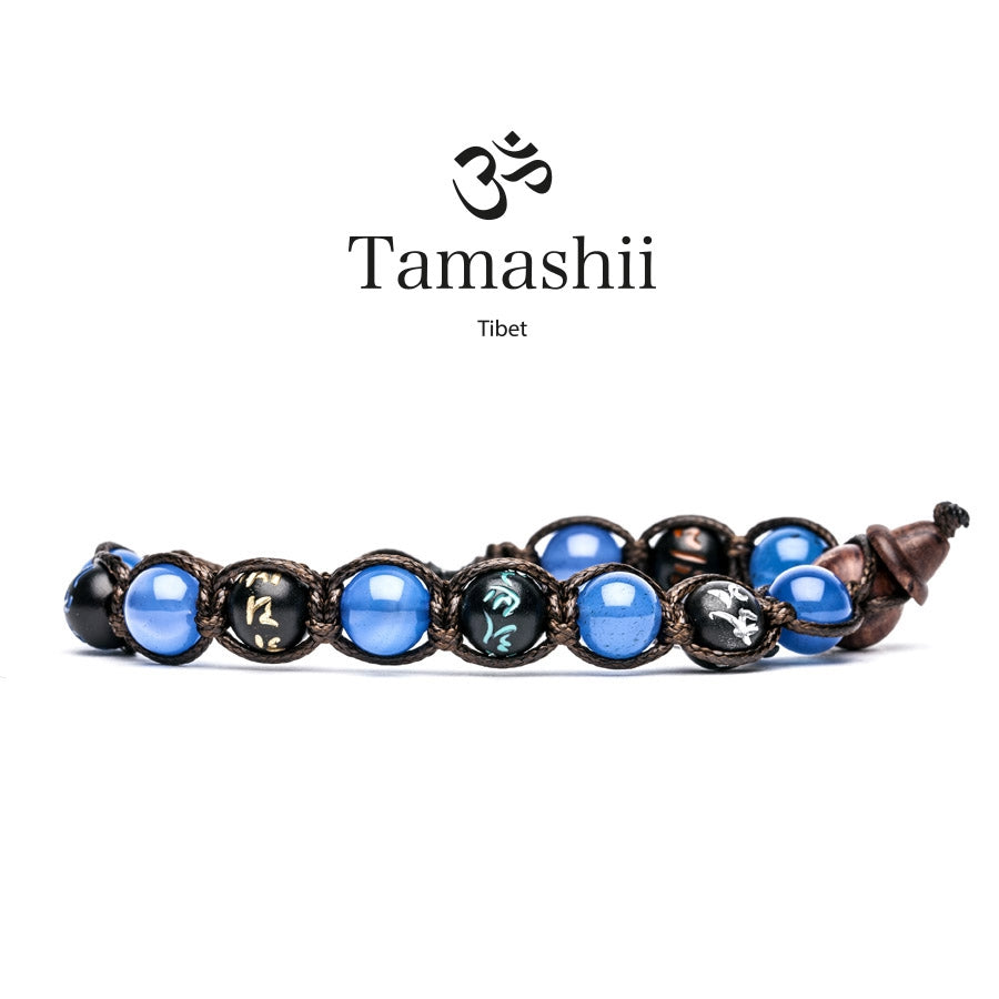 Bracciale Tamashii con agata blu e mantra