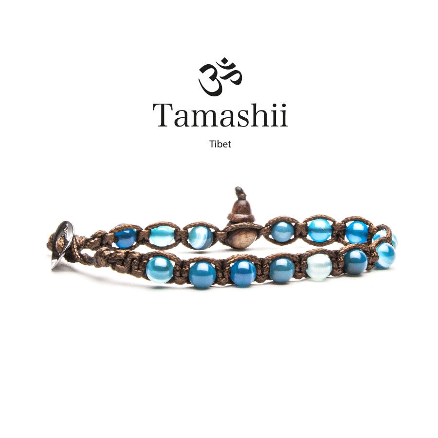 Bracciale mini Tamashii in agata striata blu