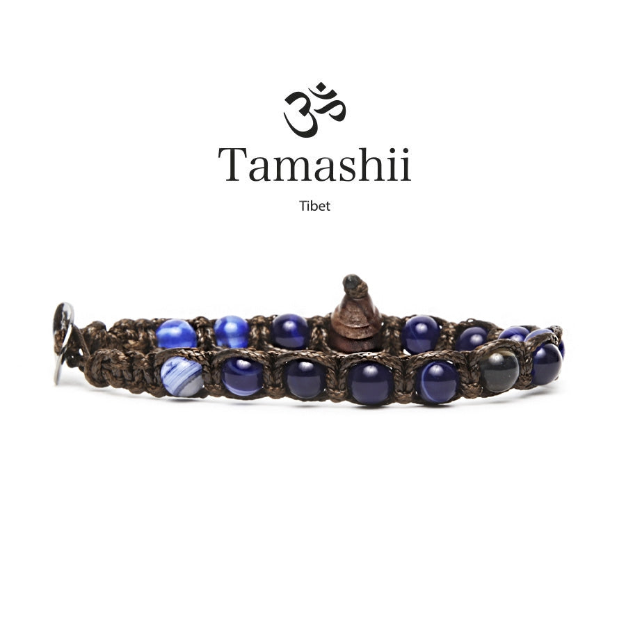 Bracciale mini Tamashii in agata blu scuro striata