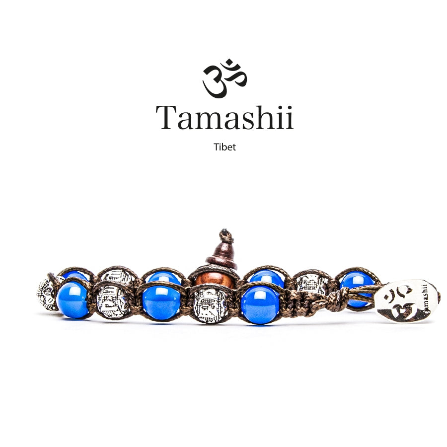 Bracciale Tamashii ruota della preghiera in agata blu e ruote