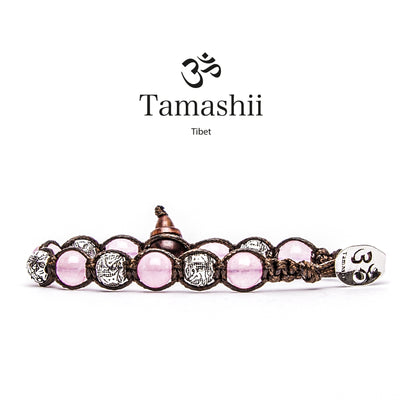 Bracciale Tamashii ruota della preghiera in giada rosa e barilotti