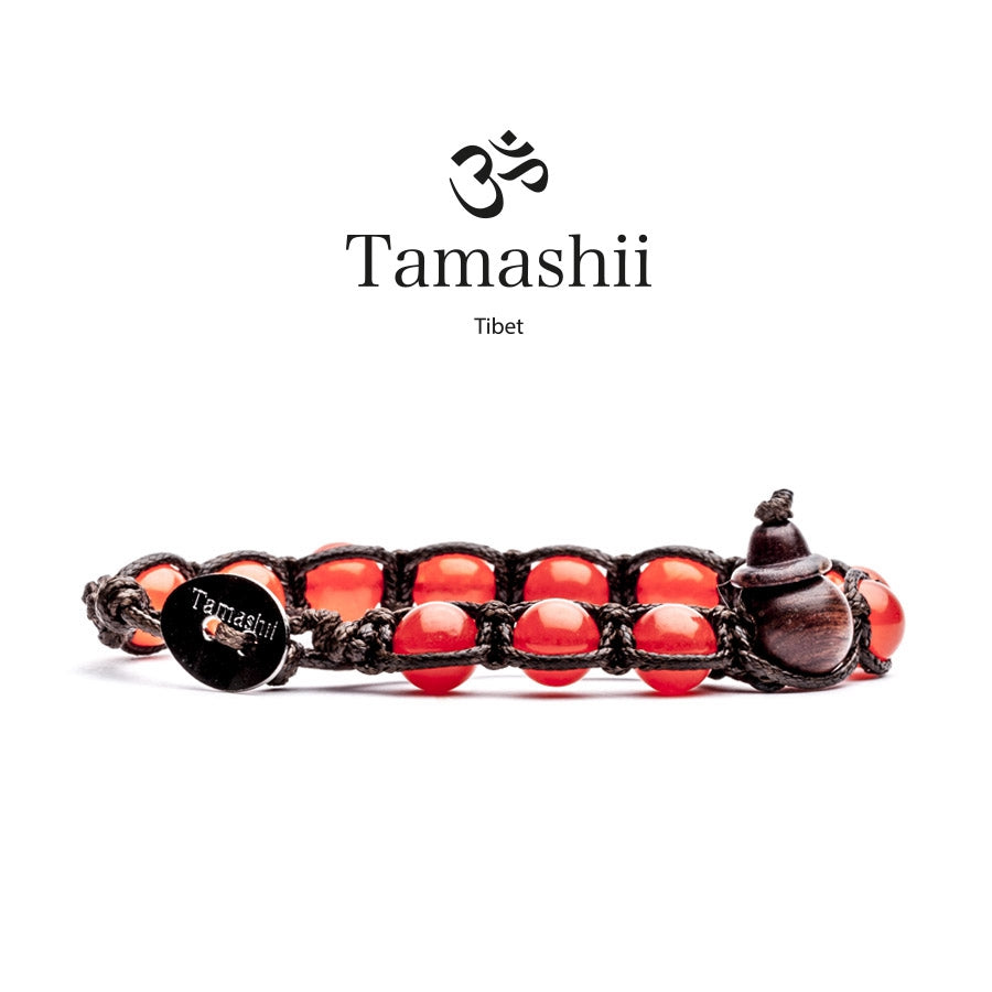 Bracciale Tamashii BHS900-55 in agata rossa fuoco da 8mm