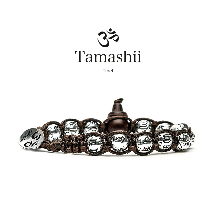 Bracciale Tamashii ruota della preghiera in sfere 8mm argento