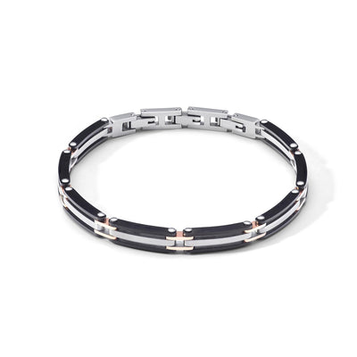 Bracciale da uomo Comete in acciaio pvd nero e rosa UBR 1026