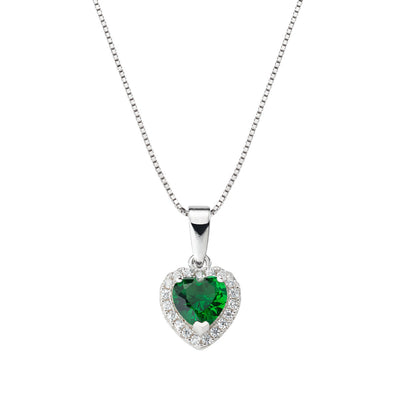 Collana Amen ciondolo cuore pietra verde smeraldo e zirconi