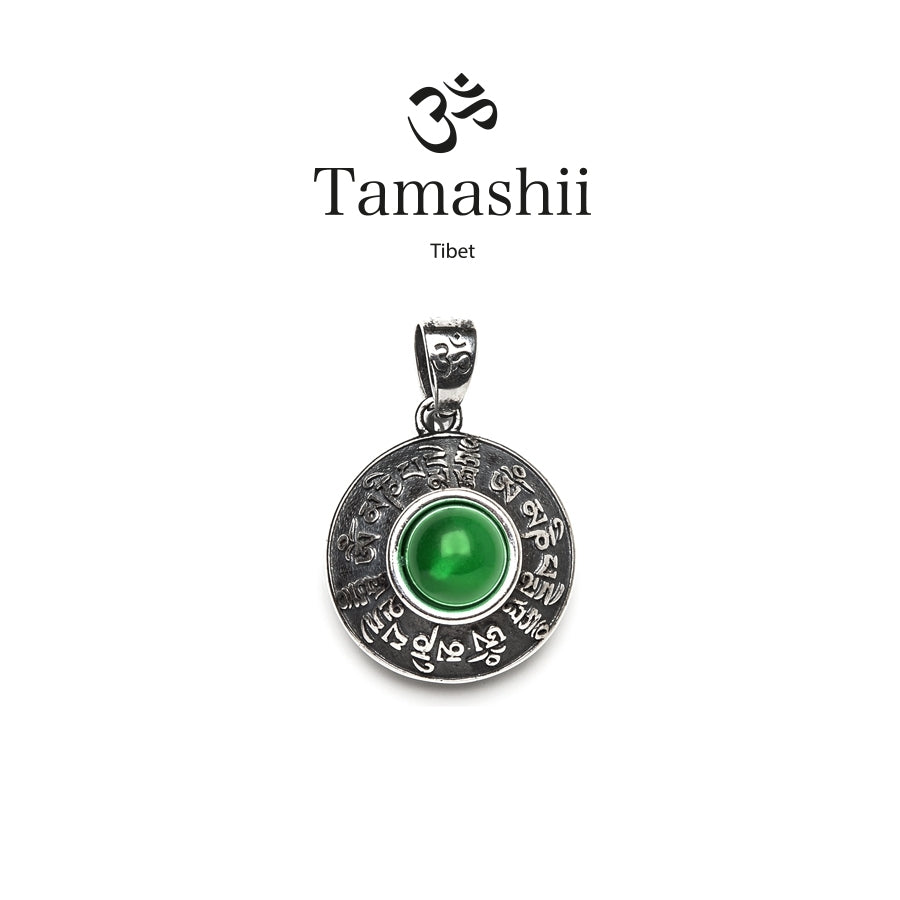 Collana Tamashii Rig Zva NHS1700-12 in argento e agata verde