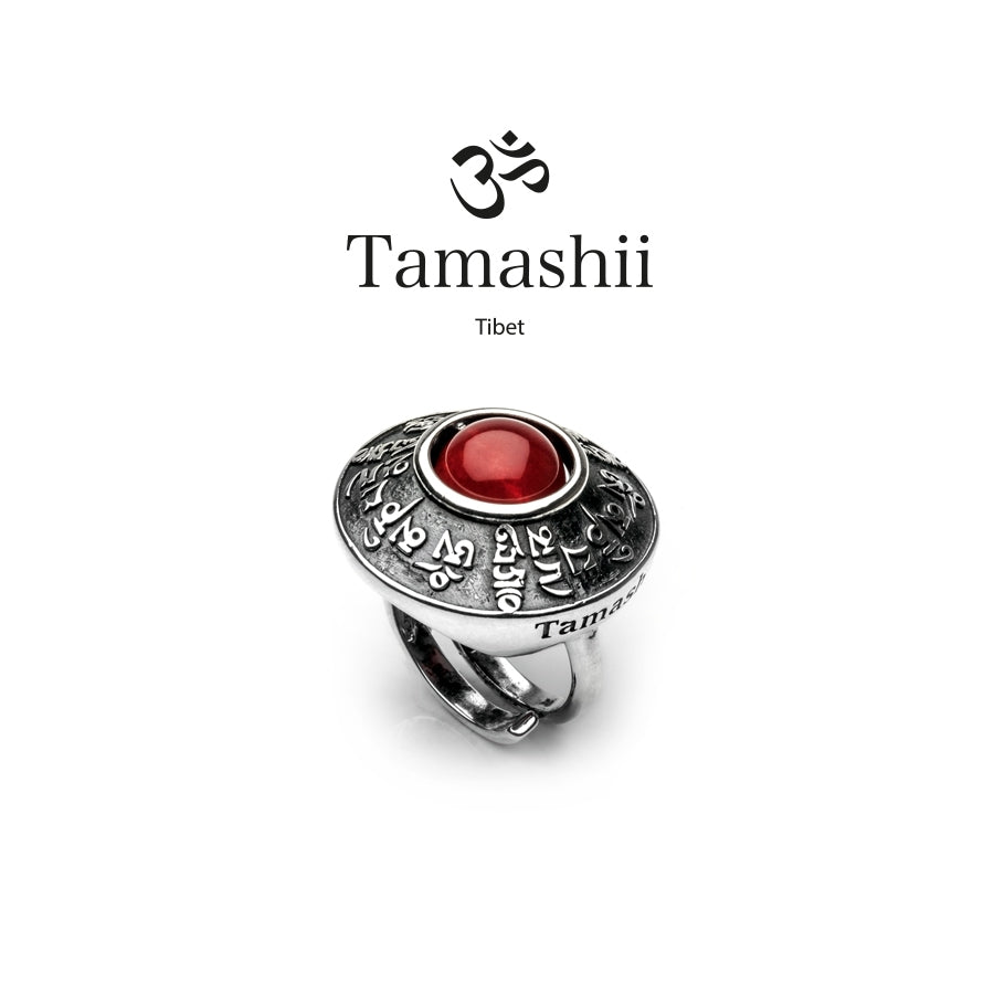 Anello Tamashii Rig Zva RHS904-124 in argento e agata rossa